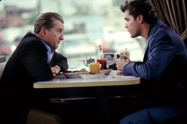 Robert De Niro as James Conway and Ray Liotta in Henry Hill in Goodfellas. 