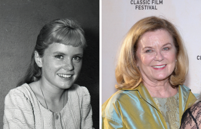 Headshot of a young and old Heather Menzies.
