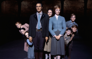 The von Trapp family from 'The Sound of Music', the children posing behind Captain and Maria von Trapp.