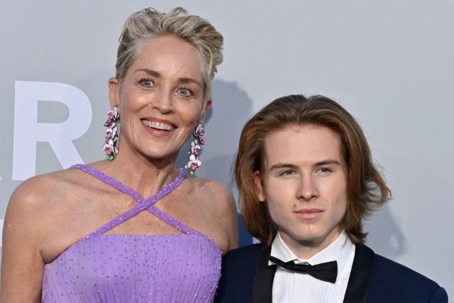Headshot of Sharon Stone and her son, Roan.