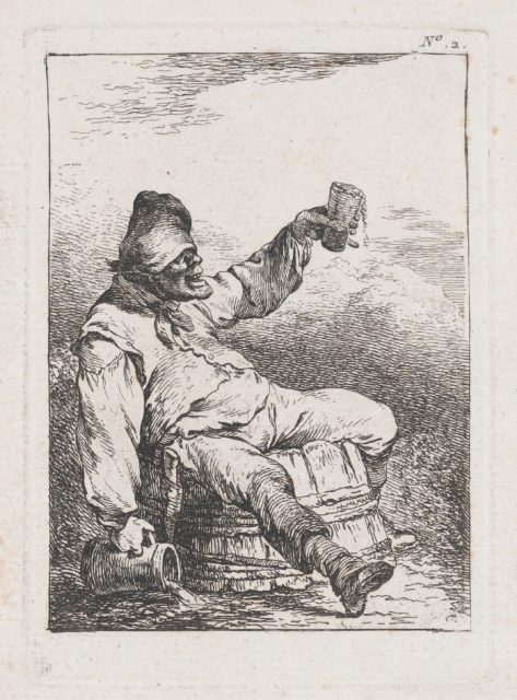 Illustration of a drunkard holding a glass of beer