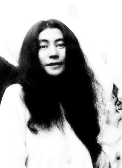 Artist and performer Yoko Ono at an art opening