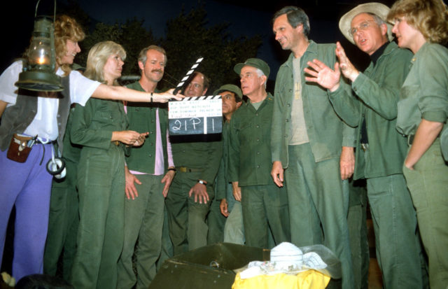 Cast of M*A*S*H gathered together for the series finale dressed in character.