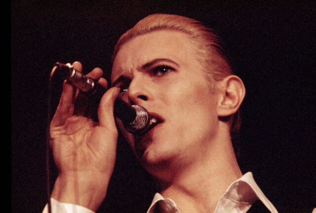 David Bowie performing on stage in Denmark