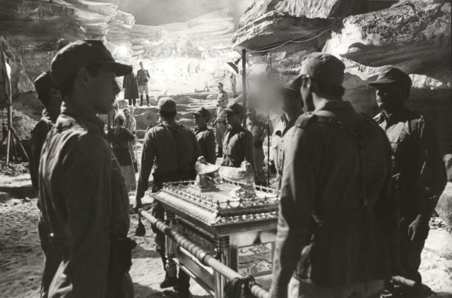 Scene from 'Raiders of the Lost Ark' of German soldiers looting a tomb.