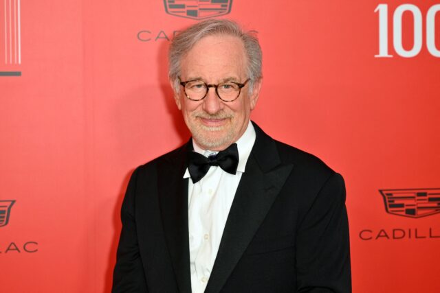 US director Steven Spielberg arrives for the Time 100 Gala, posing for photographers 