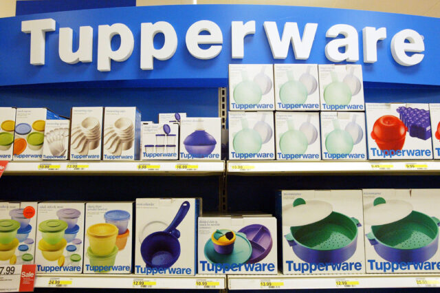 Tupperware containers on store shelves