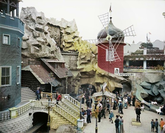 A picture of the Old Mill ride located at Luna Park in Coney Island, New York in 1905.