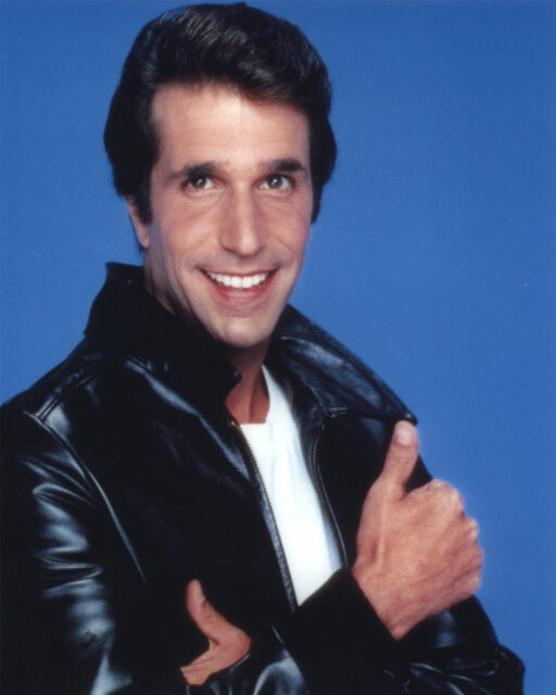 Henry Winkler as the Fonz giving his famous thumbs up.