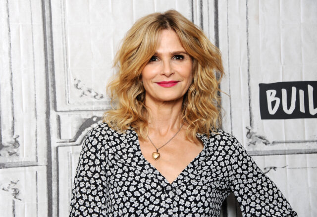 Kyra Sedgwick in a black and white dress