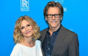 Kyra Sedgwick, left, and Kevin Bacon, right, pose for a photo at the Napa Valley film festival in 2019.