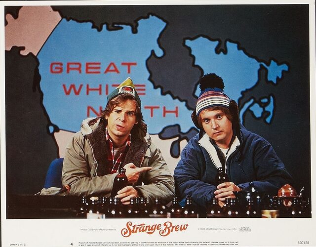 Lobby card for 'The Adventures of Bob & Doug McKenzie: Strange Brew'