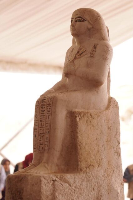 Ancient Egyptian statue on display