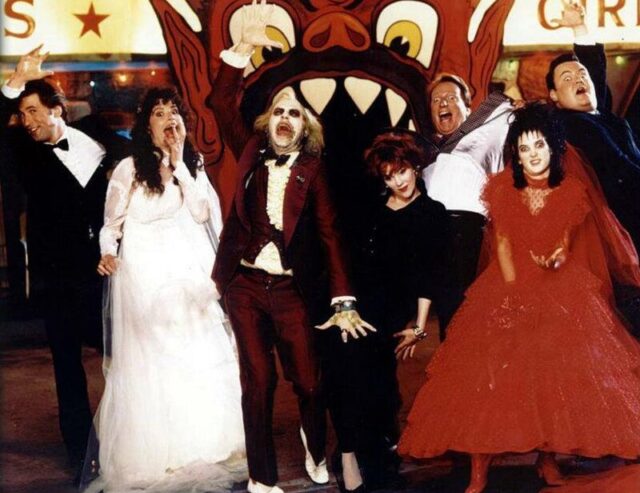The cast members of "Beetlejuice" posing for a photo.