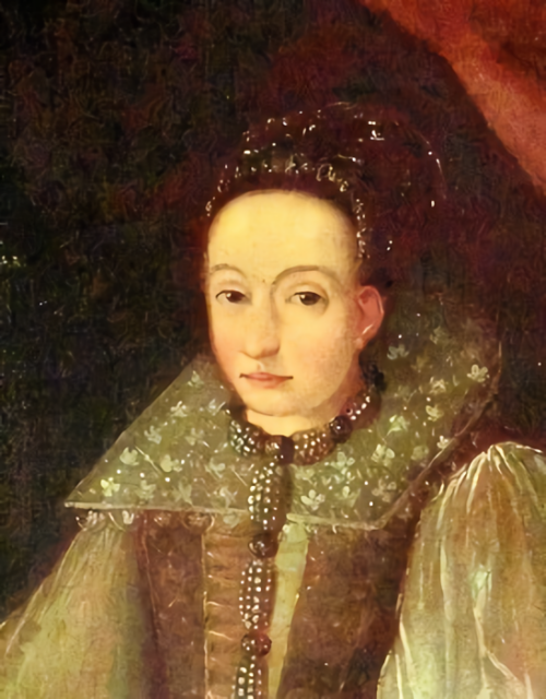 A painted portrait of Elizabeth Báthory. 