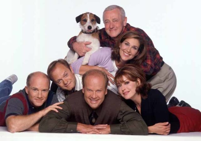 The cast of Frasier including Eddie the dog