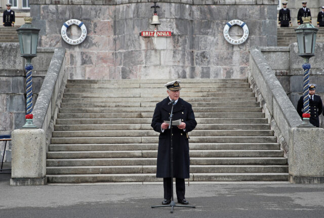 Prince Charles, Prince of Wales and Admiral of the Fleet gives a speech at Britannia Royal Naval College on December 16, 2021. 