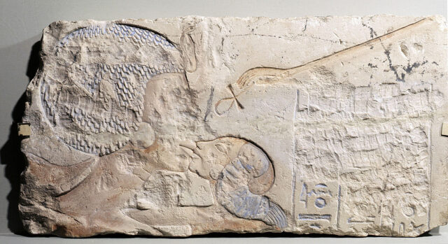 Fragment of a relief depicting Nefertiti kissing her daughter