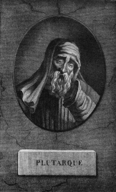 Illustration of Plutarch resting his head in his hand.