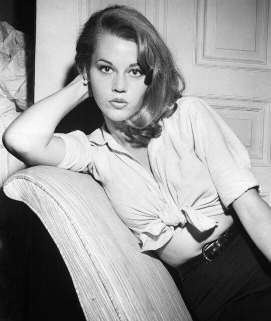 Jane Fonda in a black and white photo taken in 1959