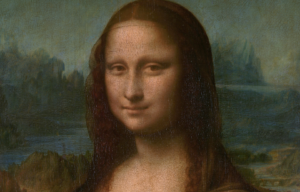 A close-up of the Mona Lisa