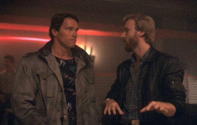 Arnold Schwarzenegger and James Cameron talking