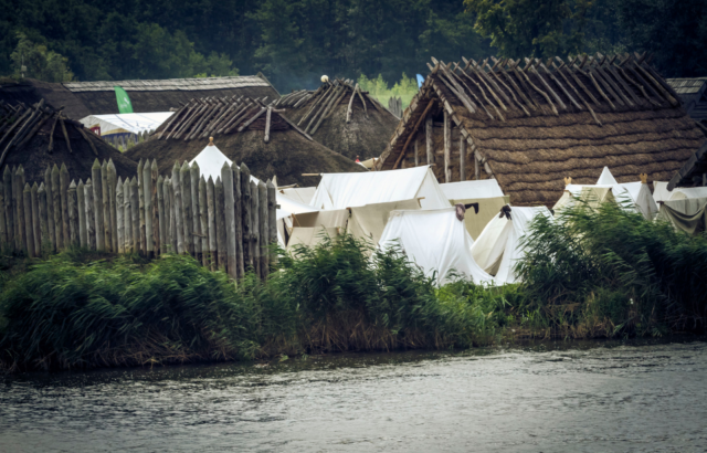 A recreation of a Viking village on Wolin Island, 2018.