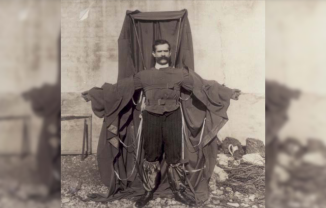 Franz Reichelt in his parachute suit before 1912.
