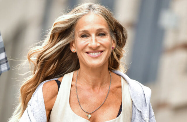 Sarah Jessica Parker during filming of her new series