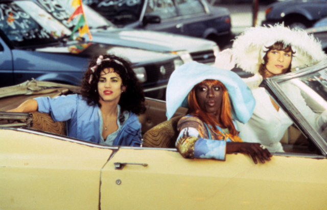 Patrick Swayze, Wesley Snipes, and John Leguizamo in the film To Wong Foo Thanks for Everything, Julie Newmar.