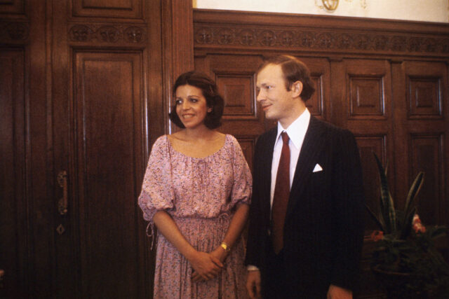 Christina Onassis and Sergei Kauzov standing together