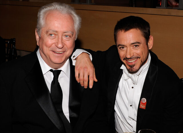 Robert Downey Jr. and his father Robert Downey Sr. pose for a photo together.