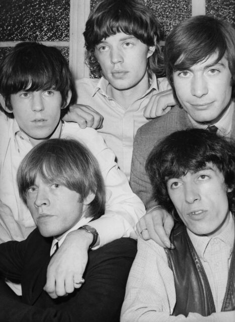 Portrait of the original five members of The Rolling Stones