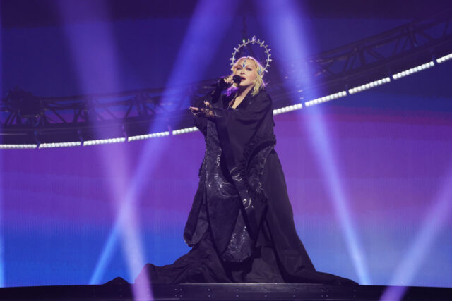 Madonna performing on stage