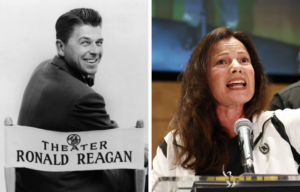 Ronald Reagan, left, and Fran Drescher, right.