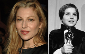 Portrait of Tatum O'Neal + Tatum O'Neal holding her Academy Award for Best Supporting Actress