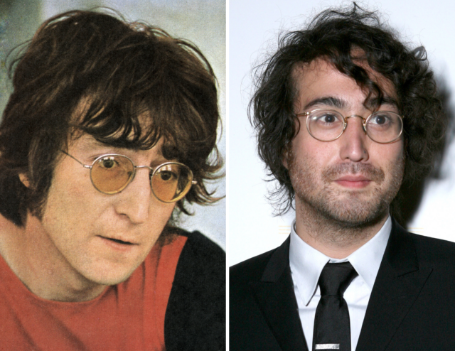 Headshots of John Lennon and Sean Lennon