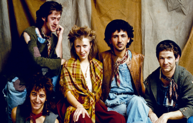 L-R Steve Shaw, Helen O'Hara, Kevin Rowland, Seb Shelton and (below) Billy Adams of Dexys Midnight Runners, group portrait at Diamond Sound Rehersal Studios in Birmingham on September 9 1982.