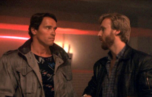 Arnold Schwarzenegger and James Cameron on the set of 'The Terminator'