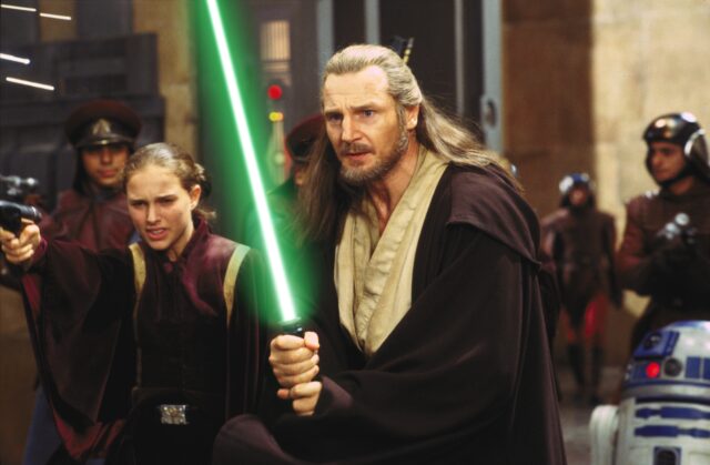 Natalie Portman and Liam Neeson as Queen Padmé Amidala and Qui-Gon Jinn in 'Star Wars: Episode I - The Phantom Menace'