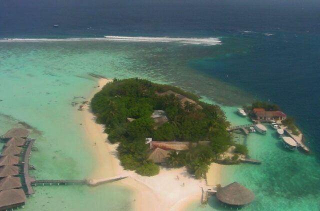 Aerial view of Vaadhoo Island