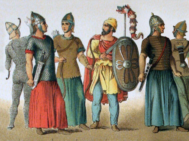 Drawing of Sarmatian warriors.