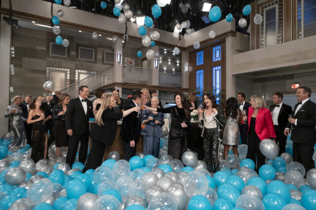 Cast of 'General Hospital' standing among balloons