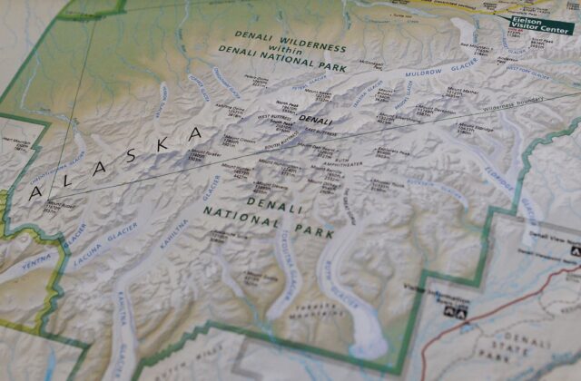 A map of Denali National Park in Alaska.