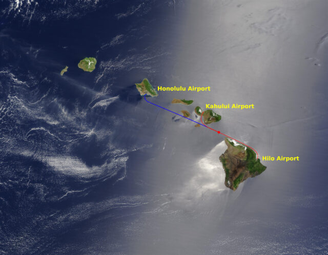 Map view of the Hawaiian Islands.