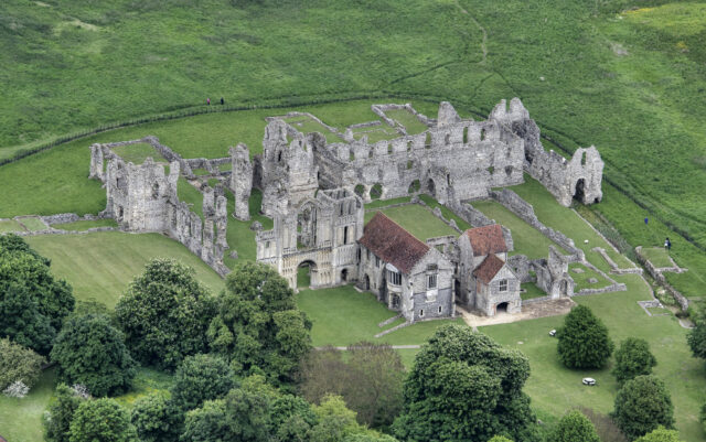 Aerial view of Castle Acre Priory.