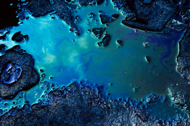 A blue puddle.
