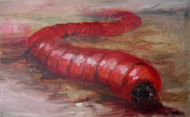 A drawing depicting the Mongolian Death Worm.