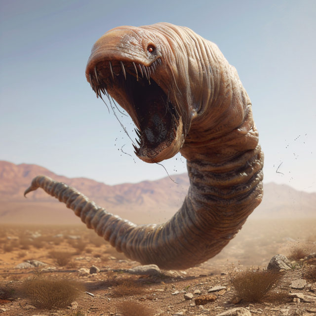 Mongolian death worm 3D rendering.