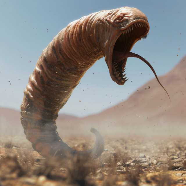 Mongolian death worm 3D rendering.